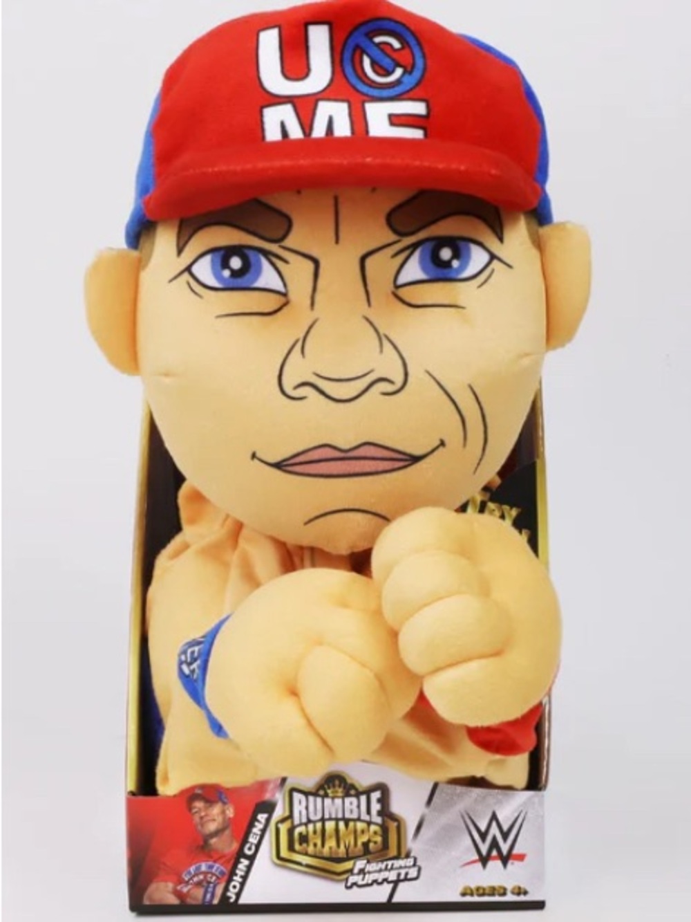 WWE Rumble Champs John Cena Plush Fighting Puppet - Red Hat, Blue New